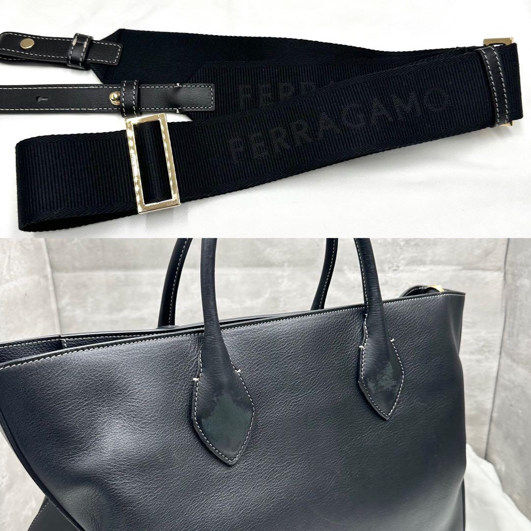 現行品/付属品完備✨ フェラガモ メンズ トートバッグ A4 大容量 黒色