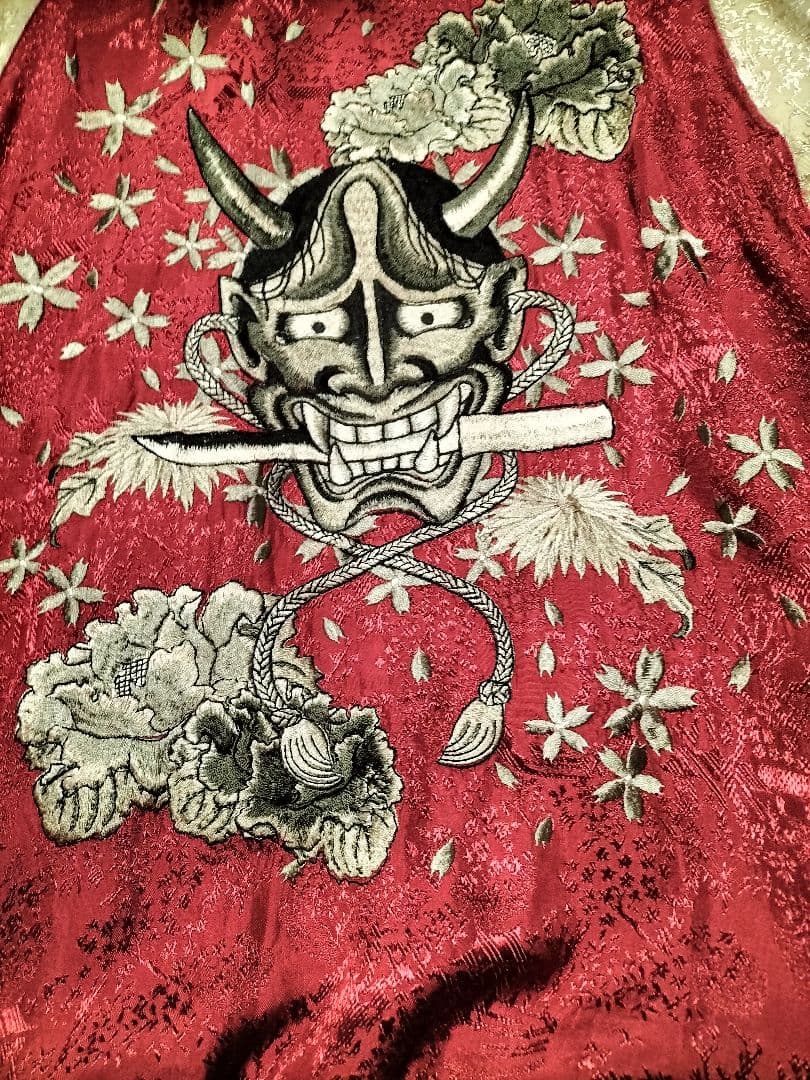 般若　スカジャン　リバーシブル　赤　黒