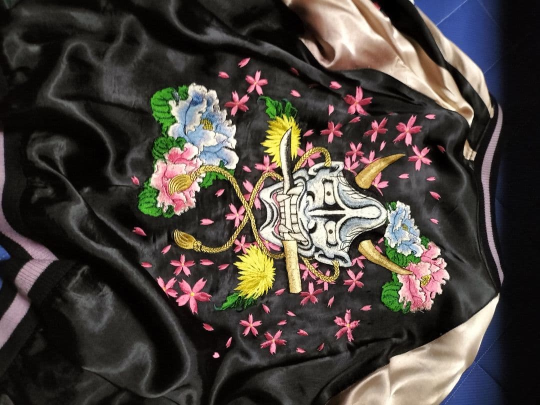 般若　スカジャン　リバーシブル　赤　黒