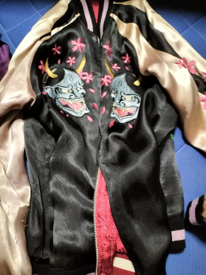 般若　スカジャン　リバーシブル　赤　黒