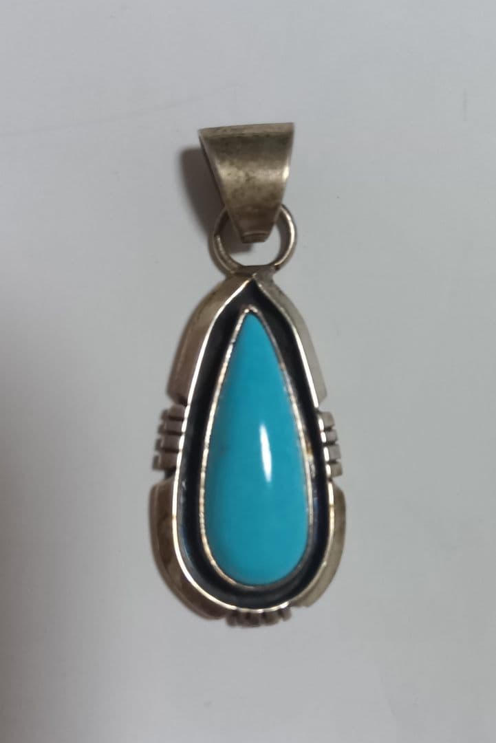 AB刻印 ターコイズペンダントトップ シルバー しずく型 ネックレストップ