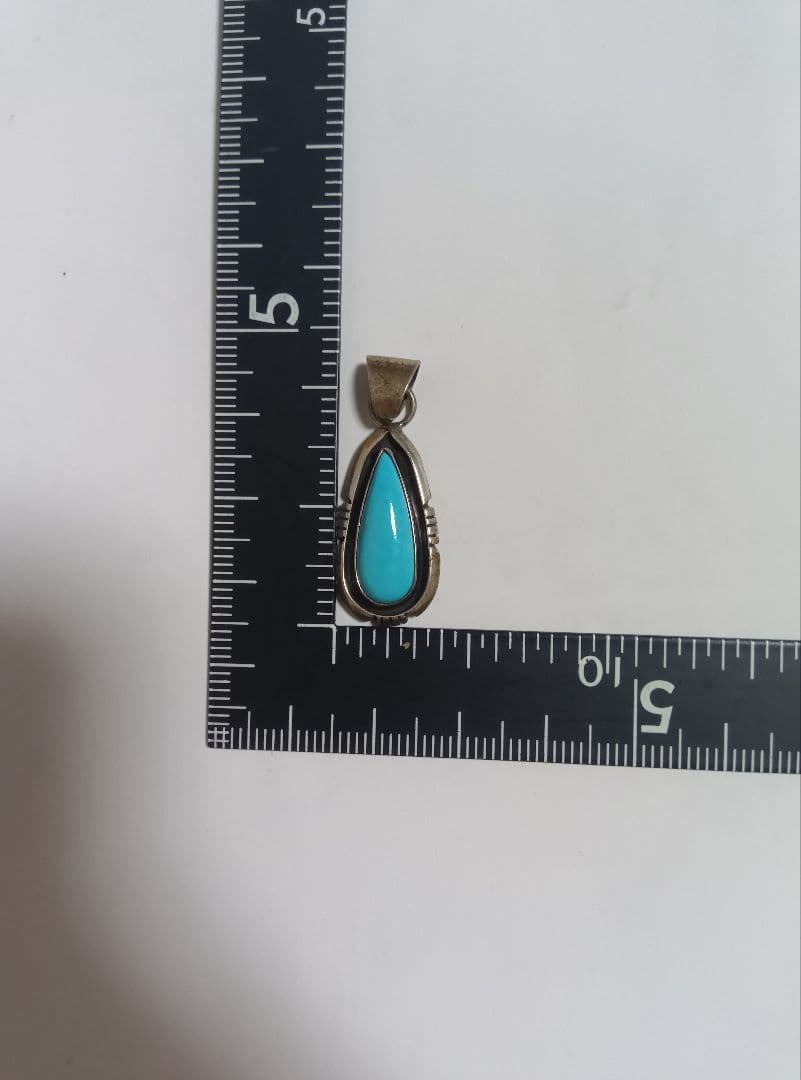 AB刻印 ターコイズペンダントトップ シルバー しずく型 ネックレストップ
