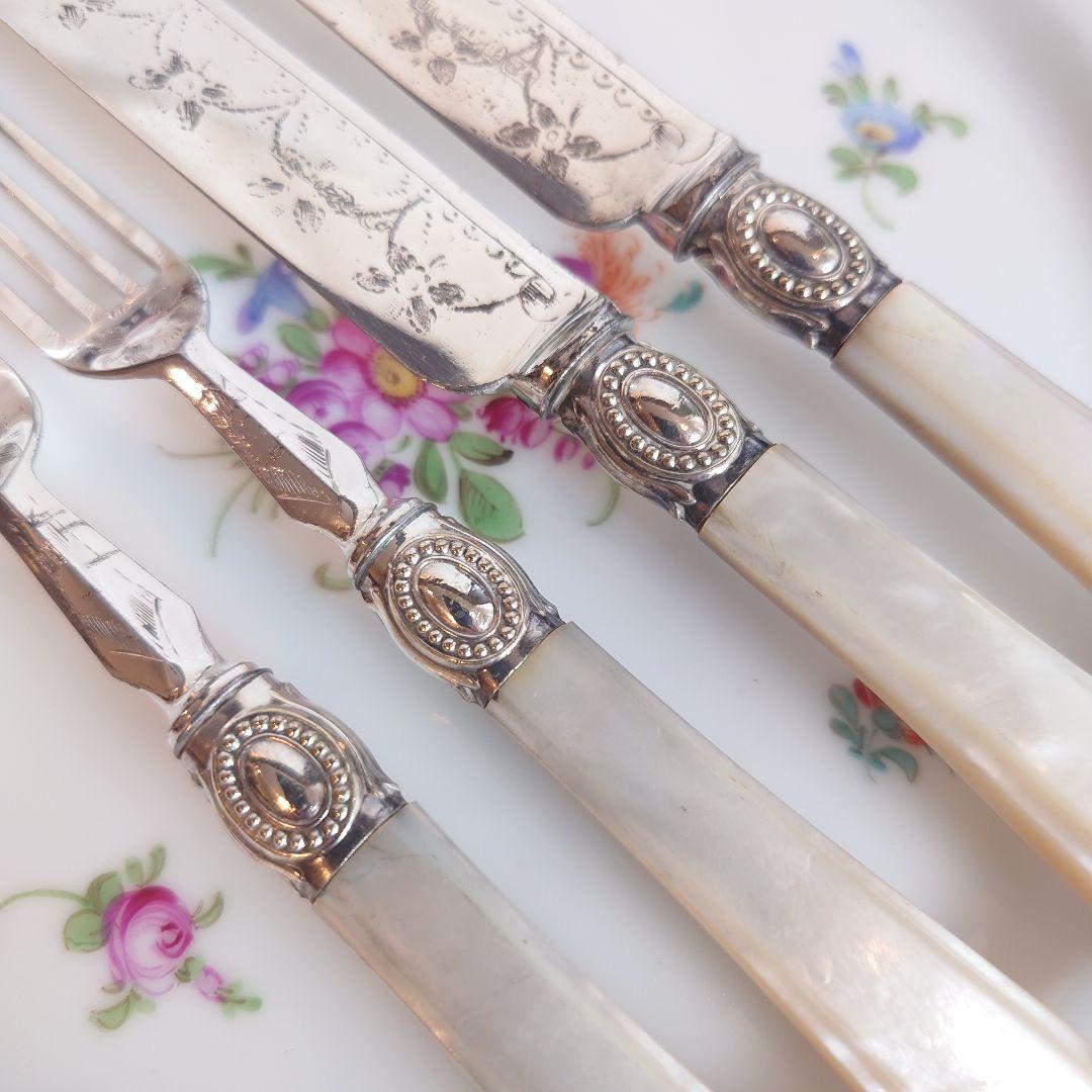 白蝶貝　デザートカトラリー　アンティーク マザーオブパール　フォーク　ナイフ