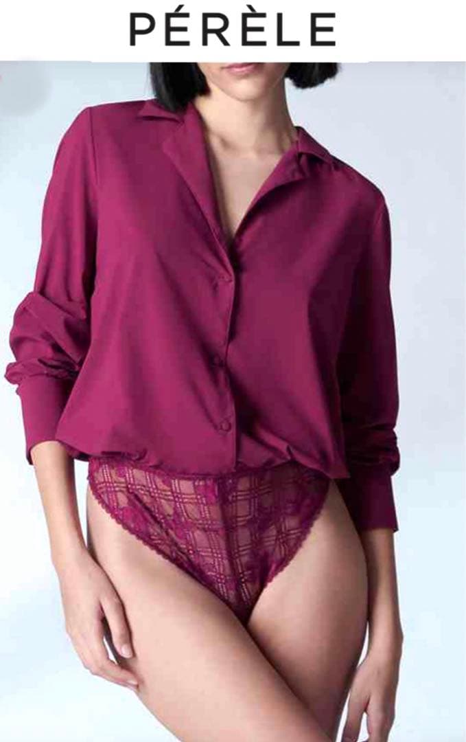 ❤︎高級フランス Simone Perele❤︎パープルシャツ ボディスーツ