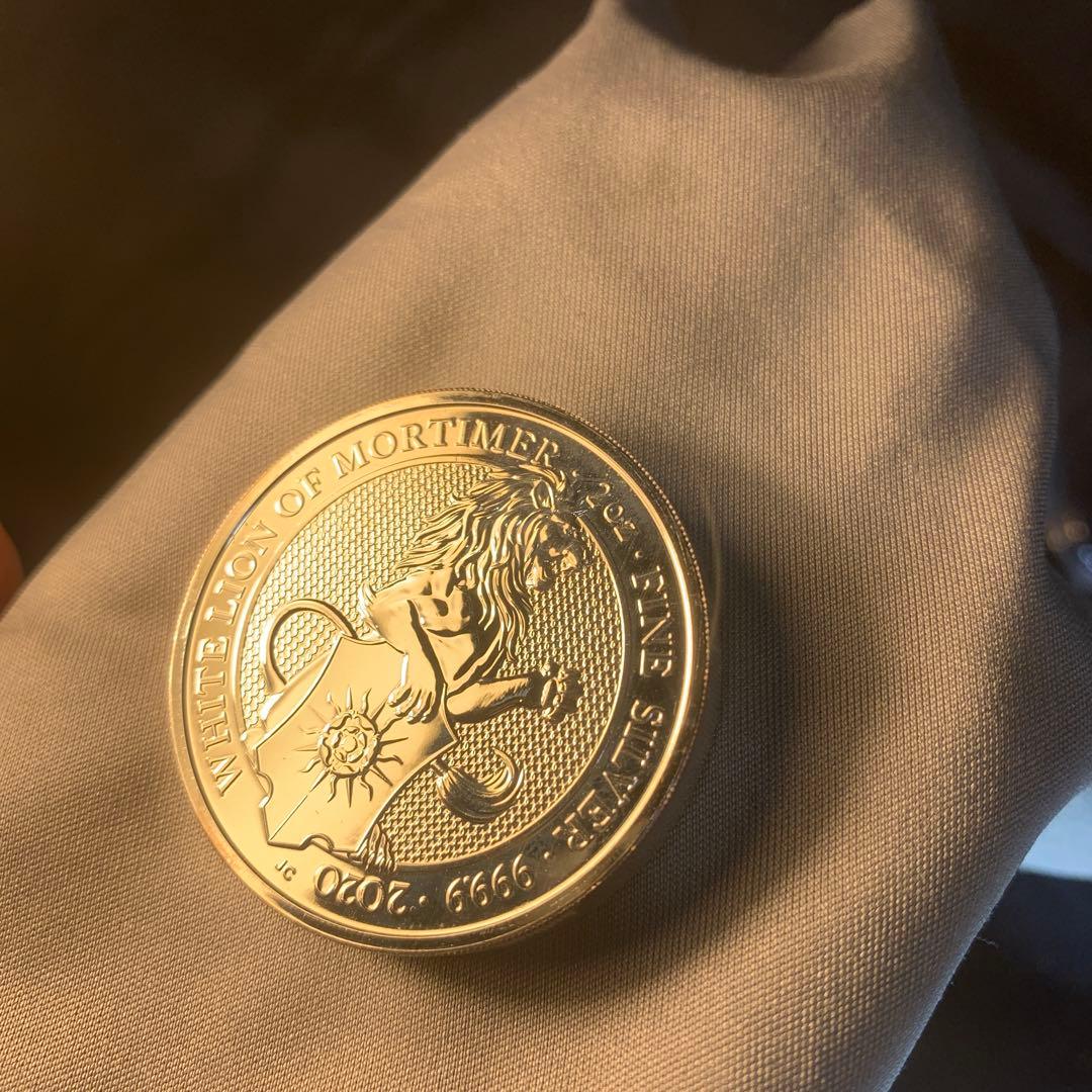 D3 純銀貨 2オンス クイーンズビースト　2020ホワイトライオン