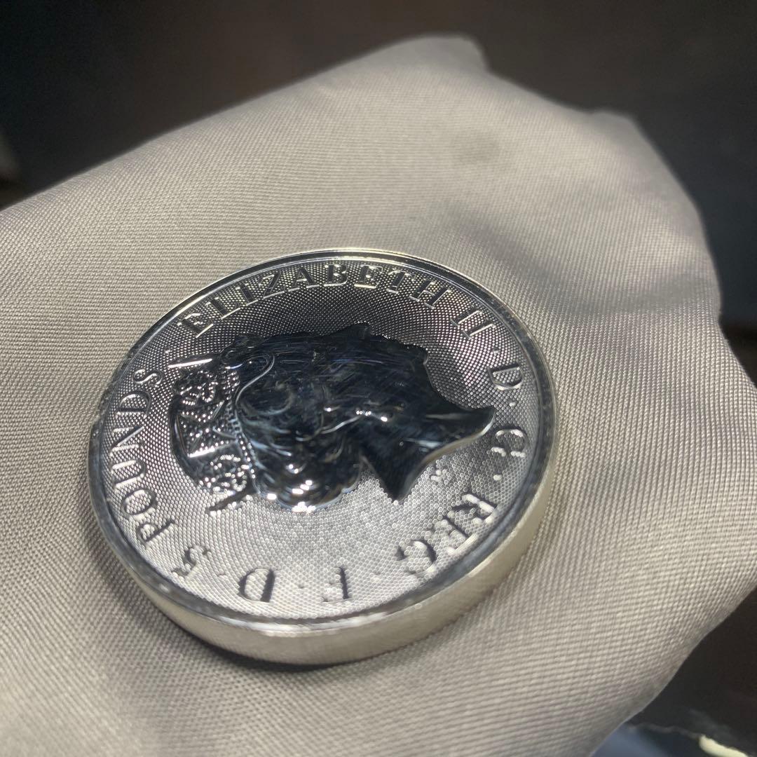 D3 純銀貨 2オンス クイーンズビースト　2020ホワイトライオン