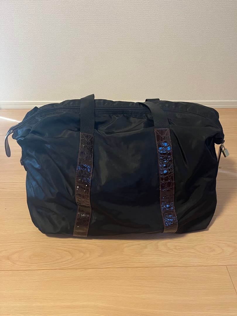 PRADAプラダ ナイロンボストンバッグ 型押しクロコ TESSUTO テスート