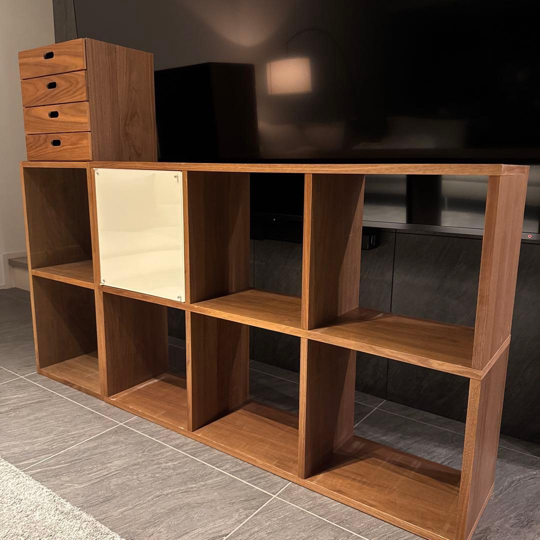 無印良品 スタッキングシェルフセット・１段×２列、３段×２列、ウォールナット