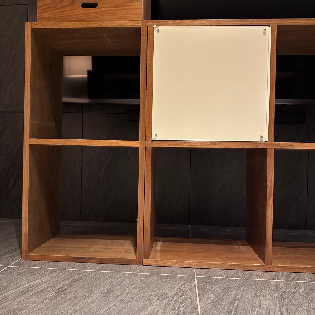 無印良品 スタッキングシェルフセット・１段×２列、３段×２列、ウォールナット