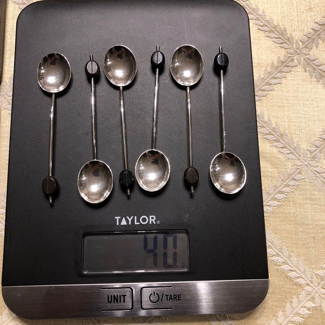 英国ヴィンテージ　コーヒービーン　純銀スプーン　6本セット