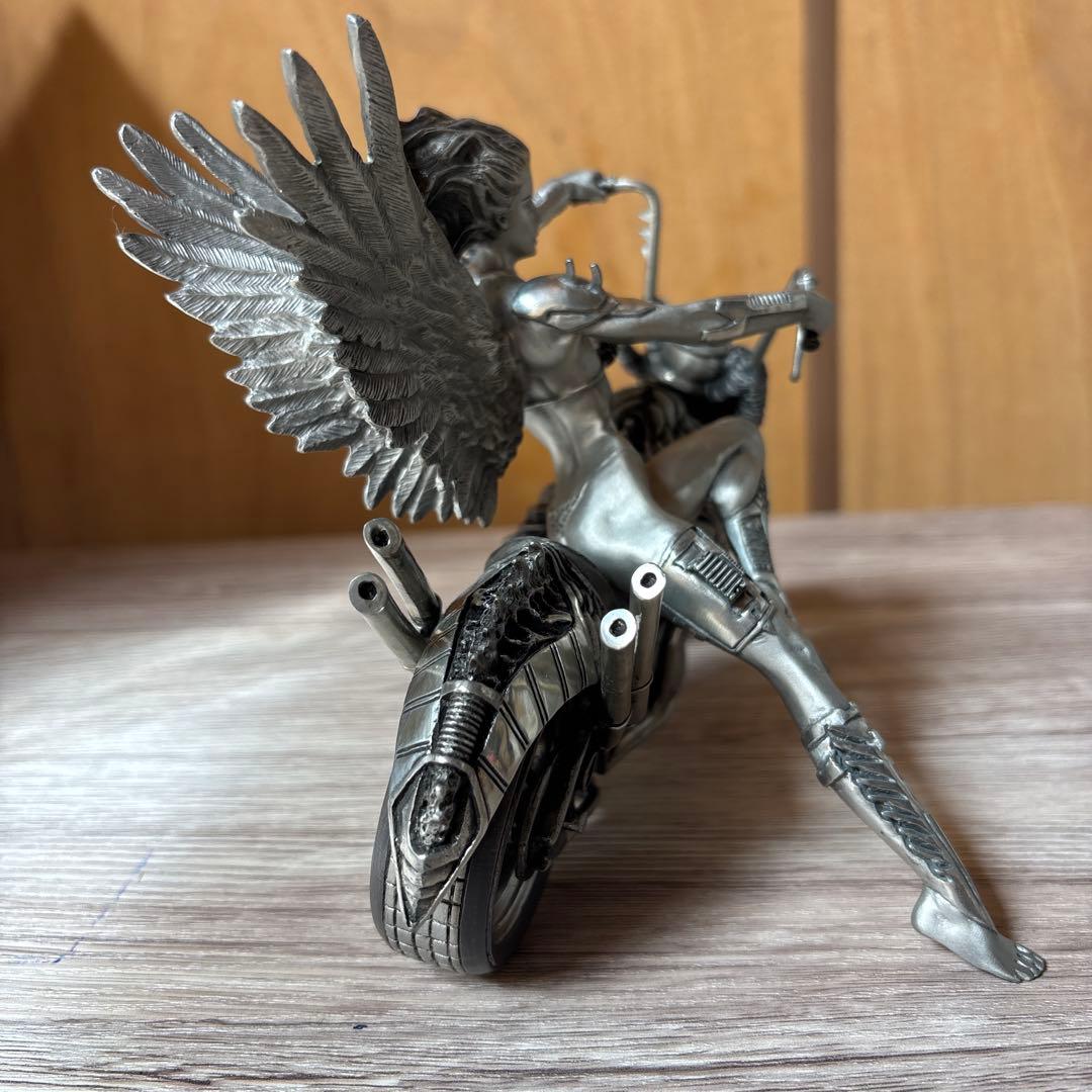 金属製　バイク　天使　フィギュア　模型　ピューター