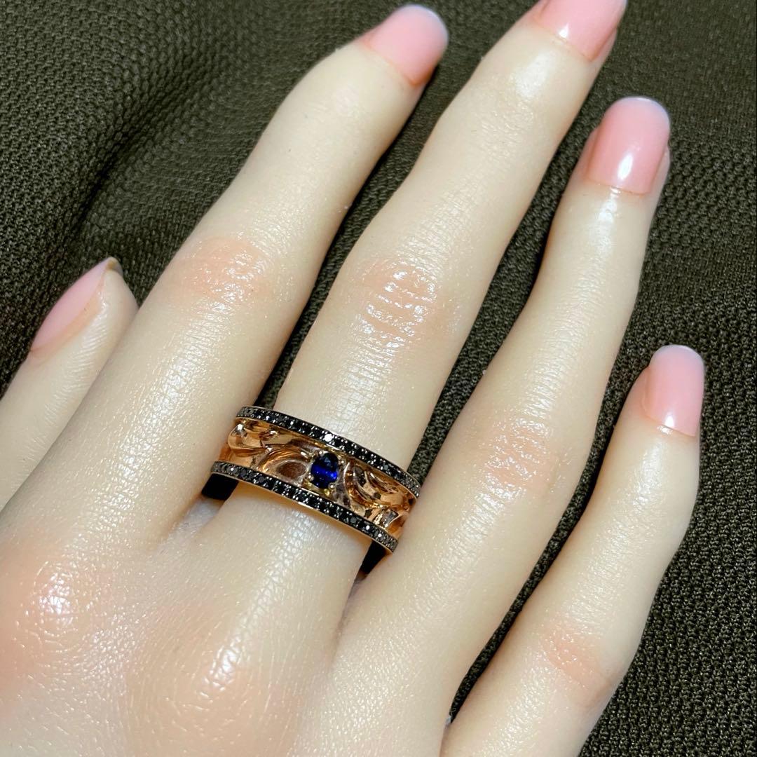 k10 サファイア　ブラックダイヤ　リング