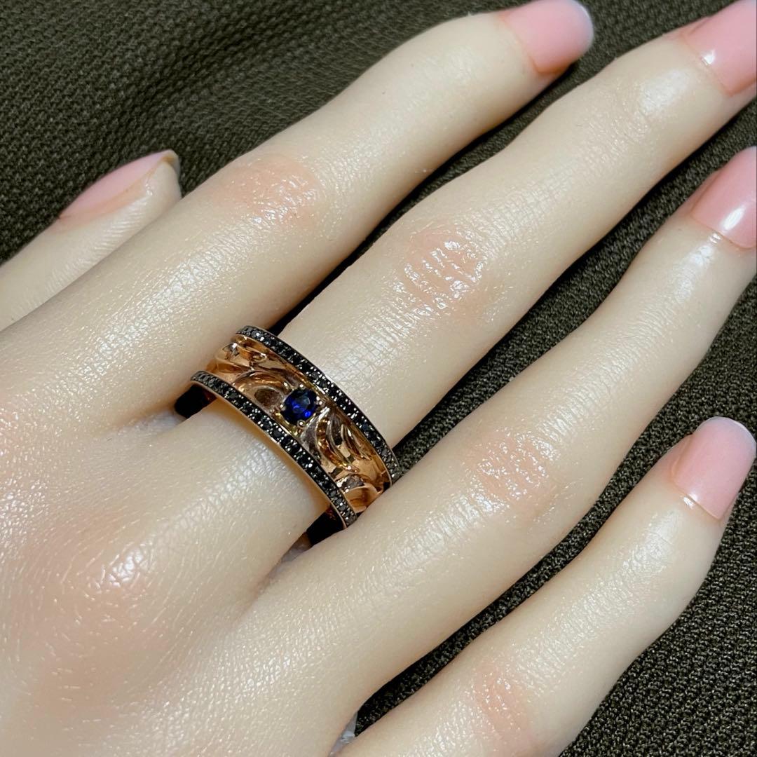 k10 サファイア　ブラックダイヤ　リング