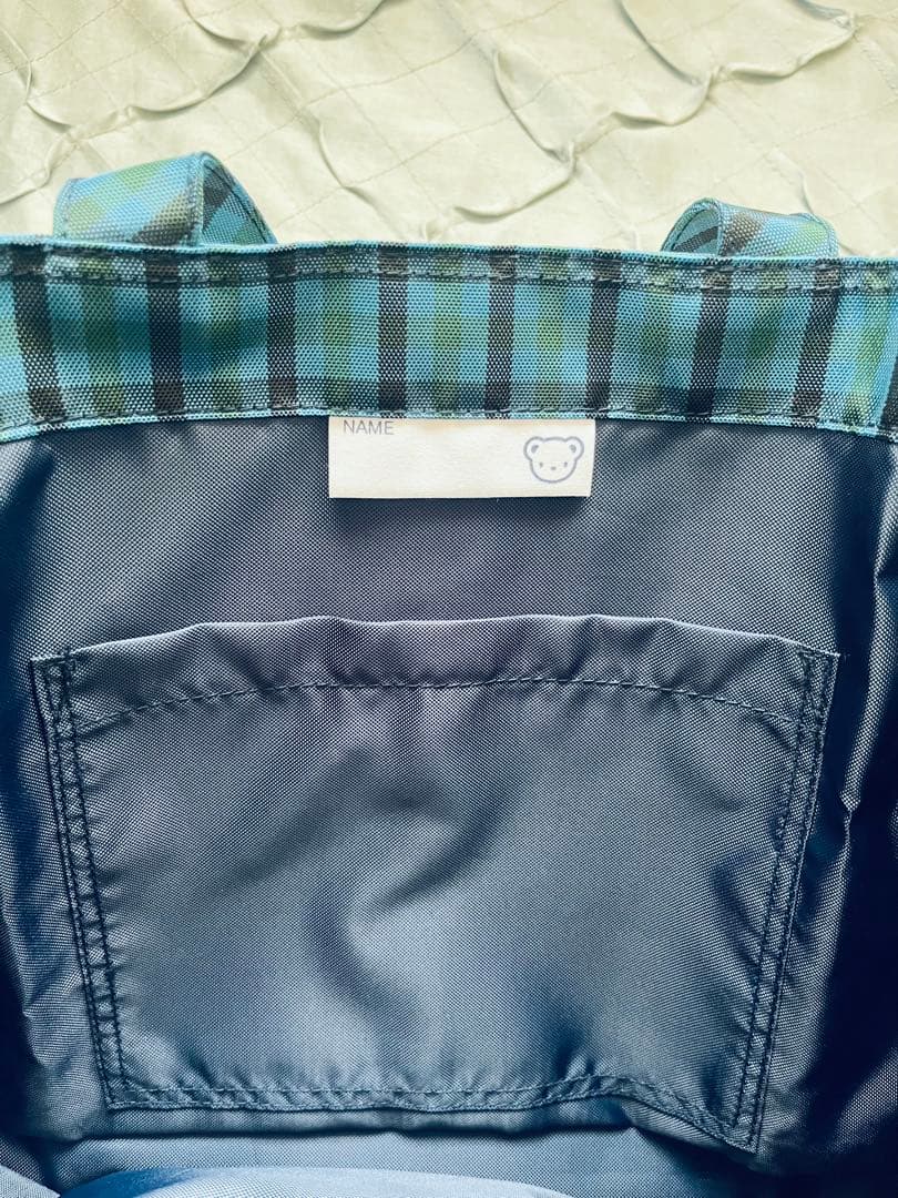 【ksas】新品未使用ファミリアレッスンバッグ完売品青系ファミリアチェック