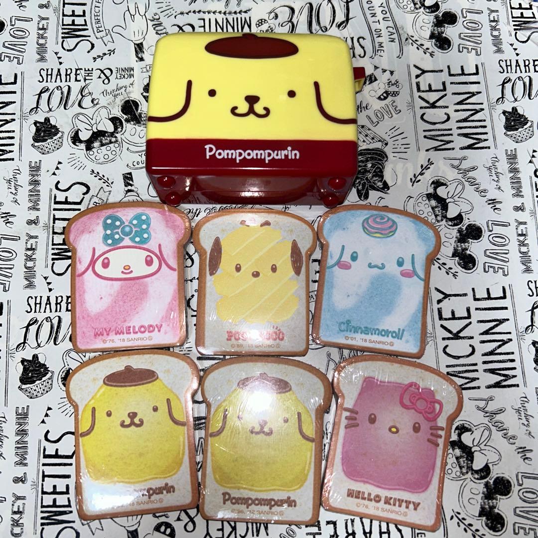 ポムポムプリンデザインのトースター型のケースに食パンメモ帳、6点