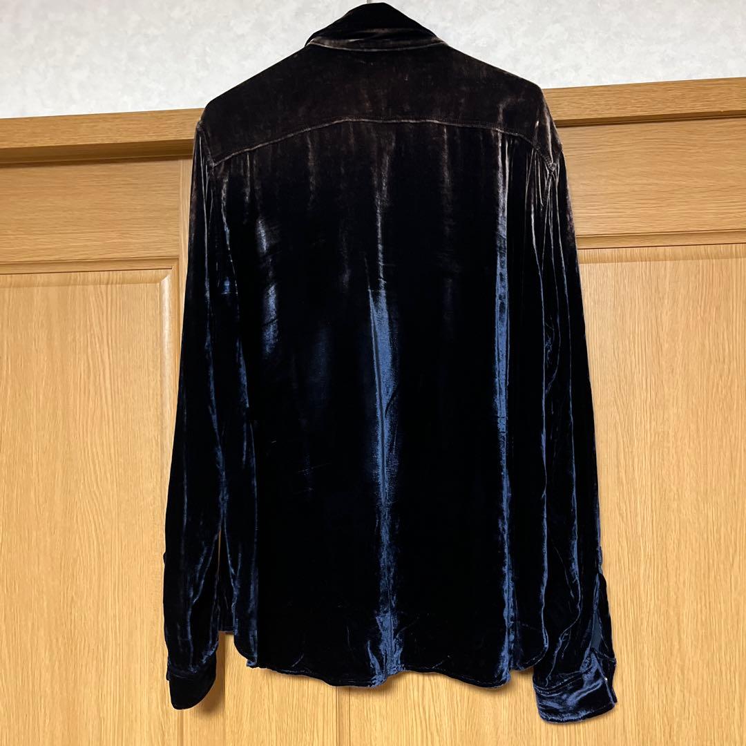 SAINT LAURENT　ダークブルー　ベロアベルベットシャツ　ほぼ新品　XL