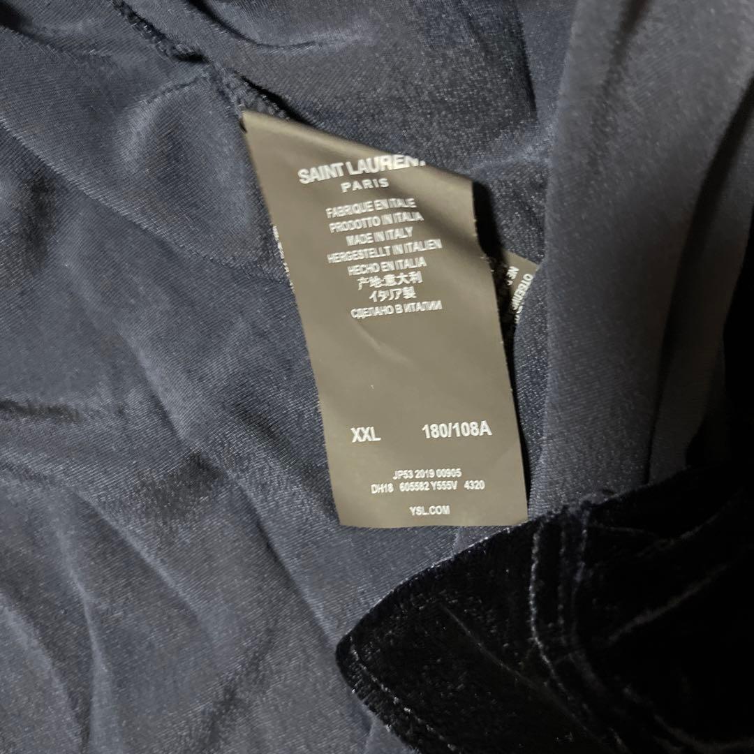 SAINT LAURENT　ダークブルー　ベロアベルベットシャツ　ほぼ新品　XL