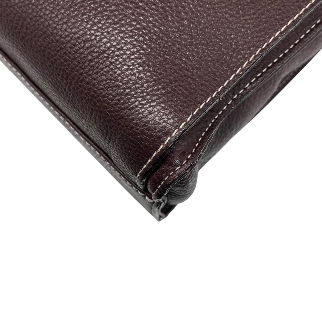 美品ソメスサドル シボ革ショルダーバッグ 斜め掛け A4 ボルドー B0842