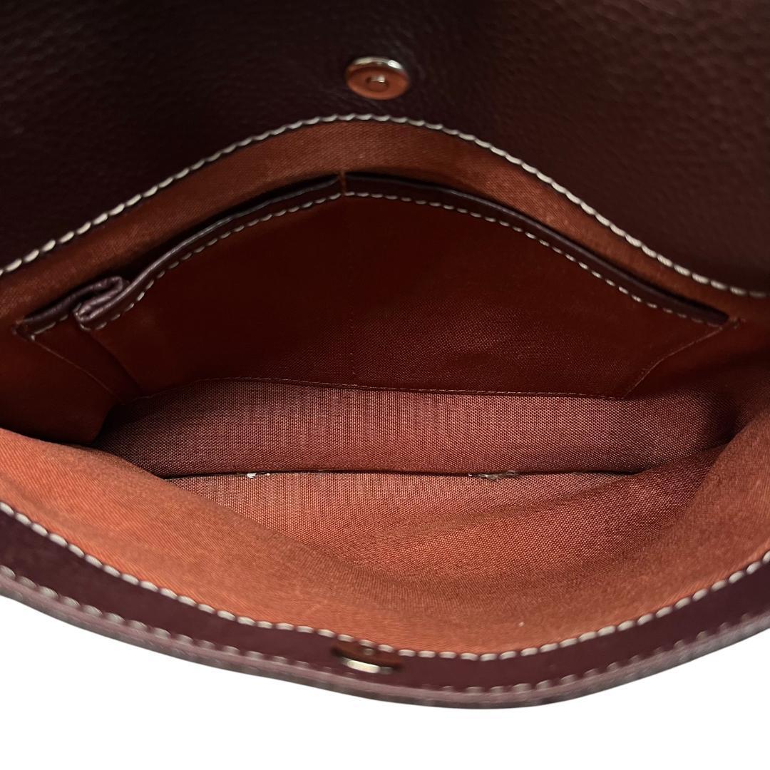 美品ソメスサドル シボ革ショルダーバッグ 斜め掛け A4 ボルドー B0842