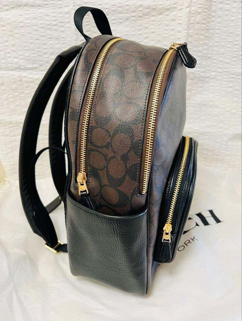 COACH コーチ　リュック　シグネチャー　ブラウン/ブラック　美品