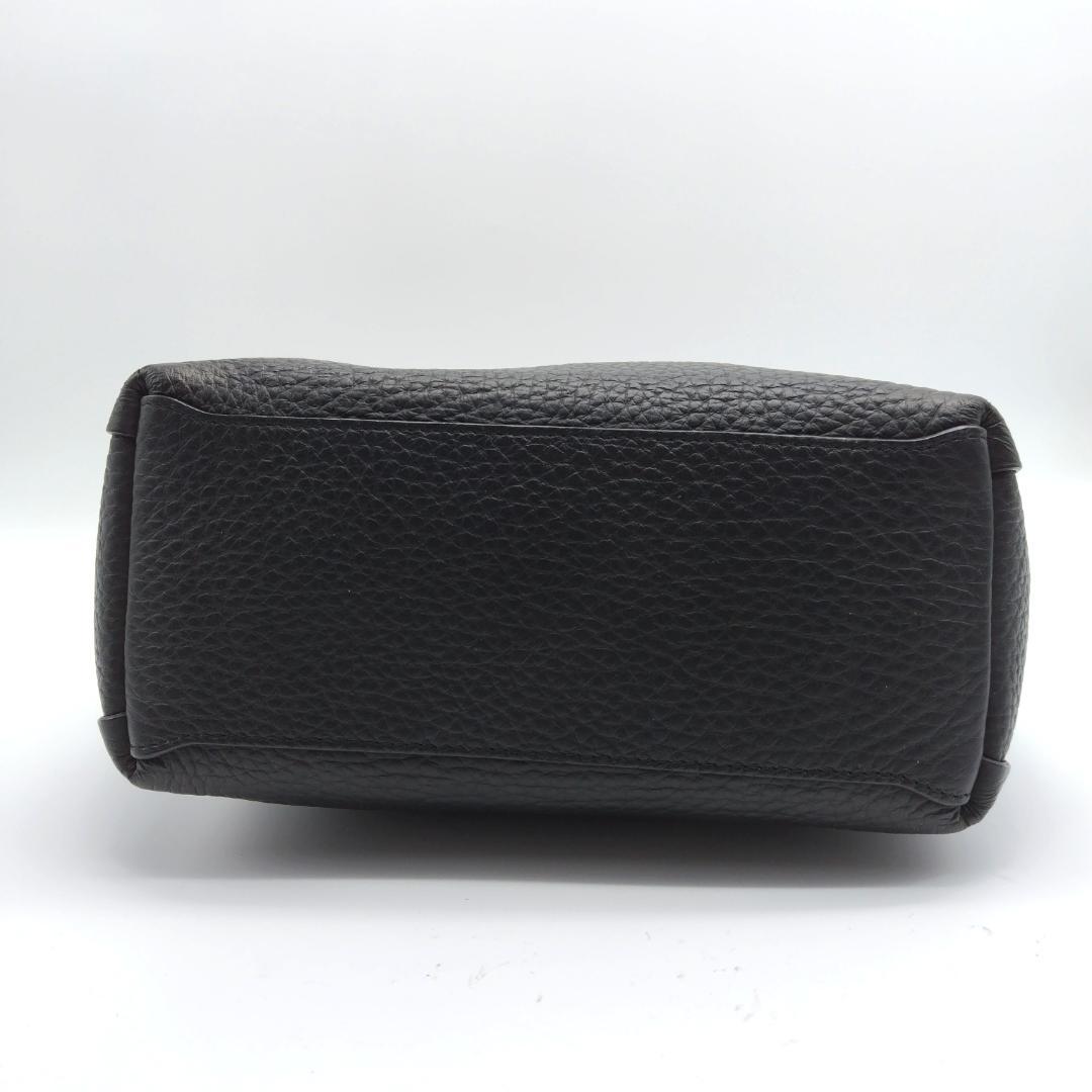 美品✨フルラ カプリッチョ S 2way ハンドバッグ ブラック レザー シボ革