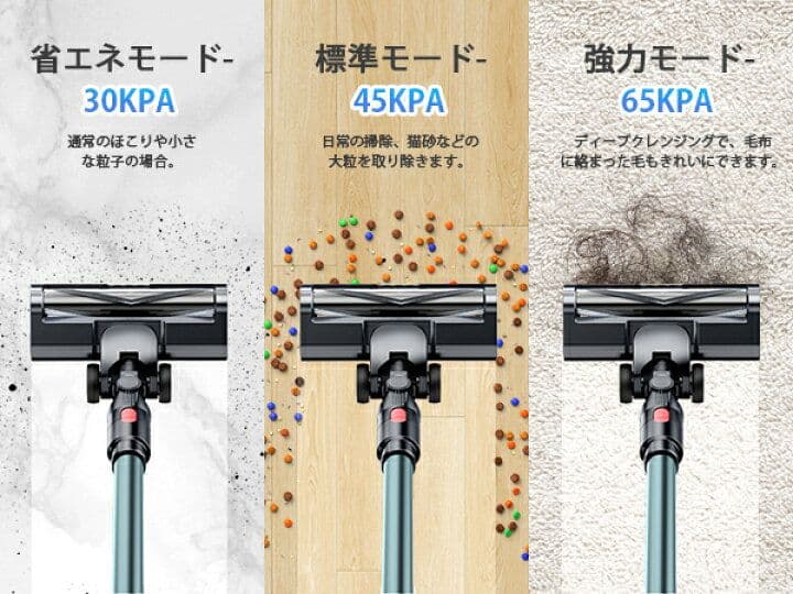 コードレス掃除機 スティッククリーナー 65分連続稼働 サイクロン式 強力吸引