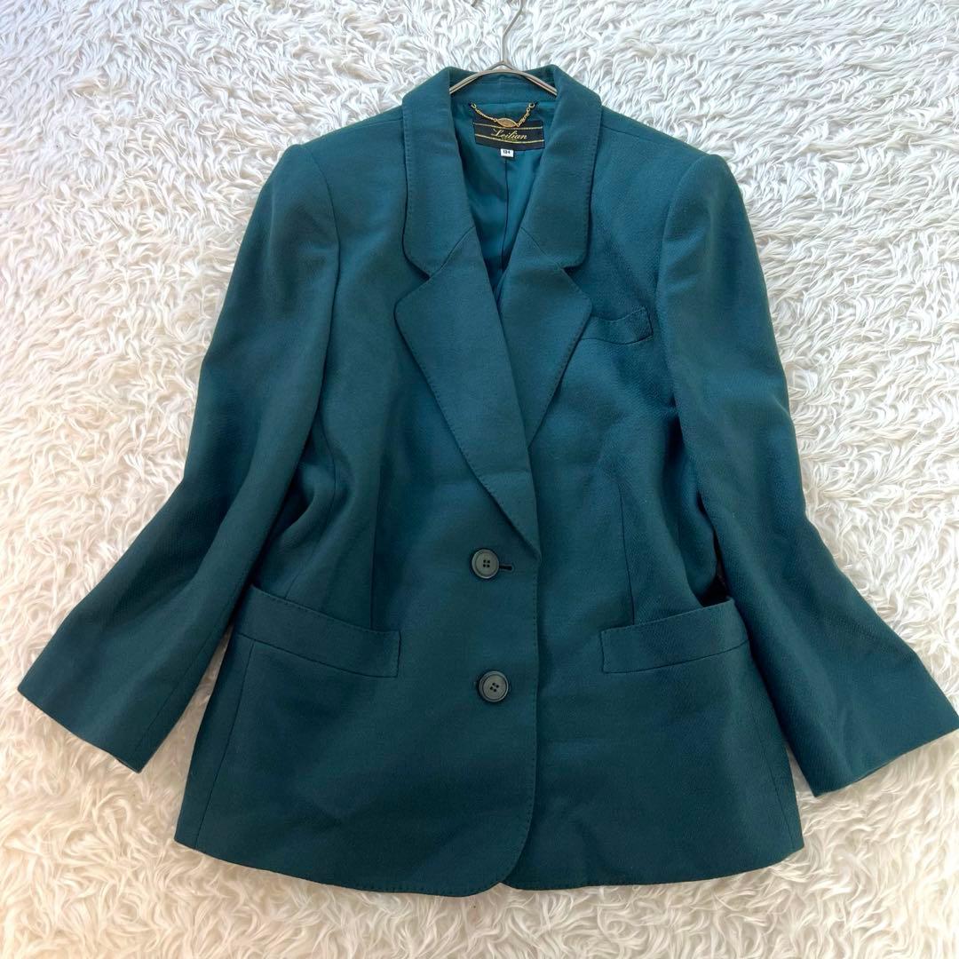 【希少カラー】 レリアン 別注ドイツ生地 パンツスーツ 2B グリーン 2XL