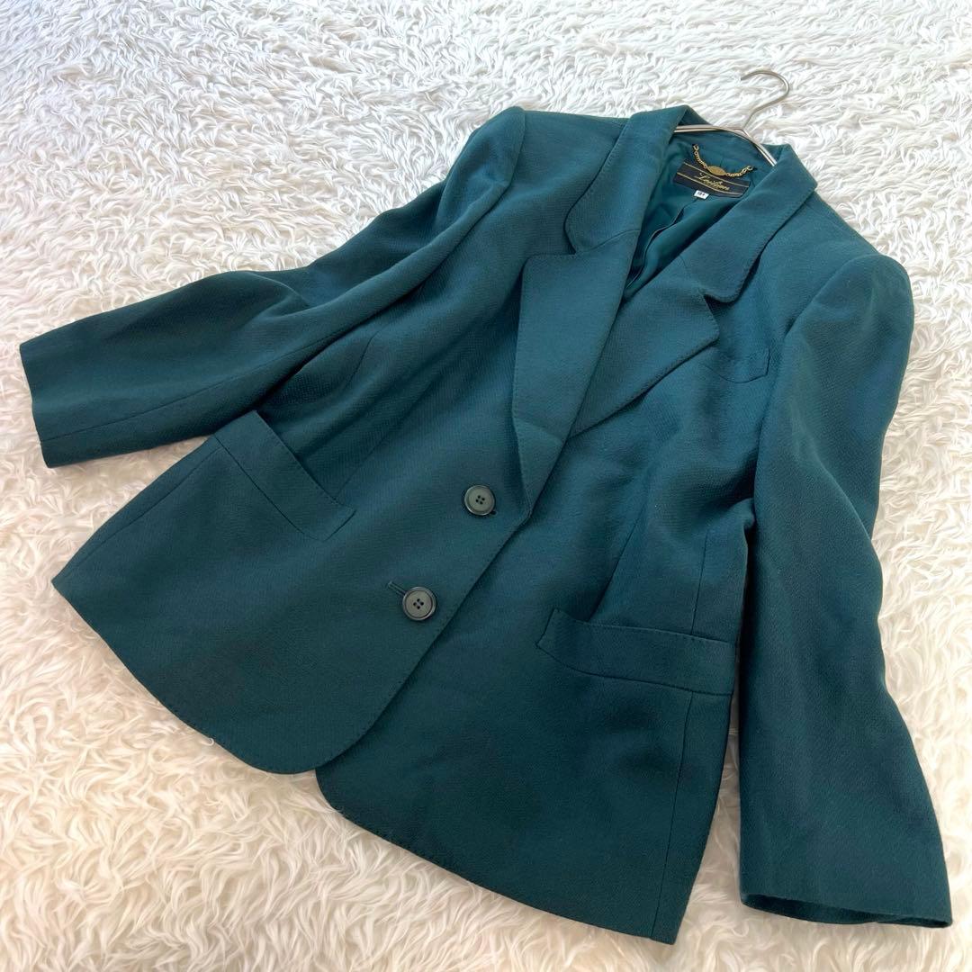 【希少カラー】 レリアン 別注ドイツ生地 パンツスーツ 2B グリーン 2XL