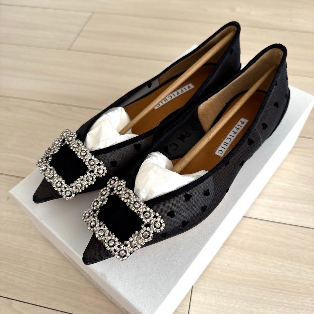 【新品未使用】PIPPICHIC ピッピシック　ビジュー付きパンプス　37