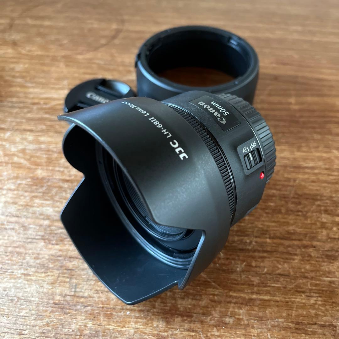 Canon EF 50mm f/1.8 STM フード2種付き美品