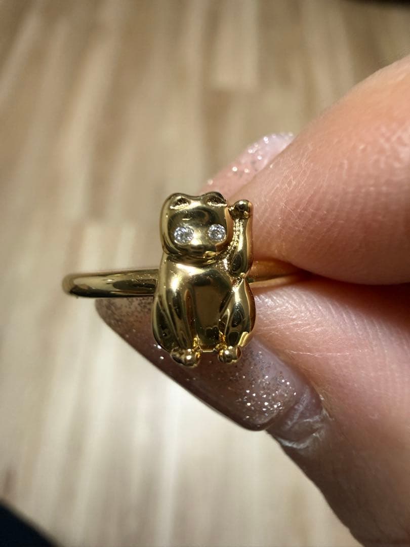 再値下！【新品】ete [ハッピーカムカム] ビジュー ネコチャン リング11号