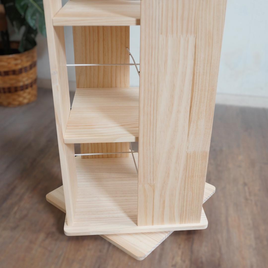 【新品】天然木　360度回転式本棚/ブックシェルフ 省スペース 大容量 DIY可