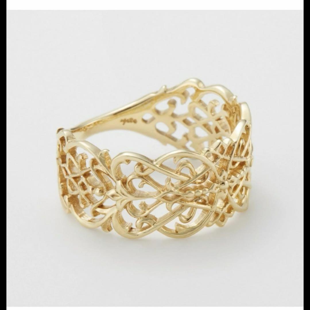 アガット K10 透かしレースリング 13号