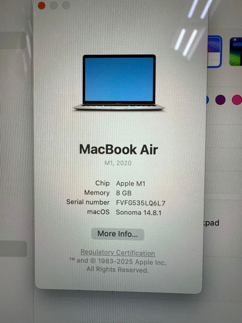 MacBook本体 MacBook Air (M1, 2020) 8GB / SSD 256GB
