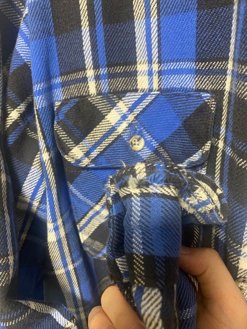 【神配色】90s FIVE BROTHER ネルシャツ 青・黒・白 チェック