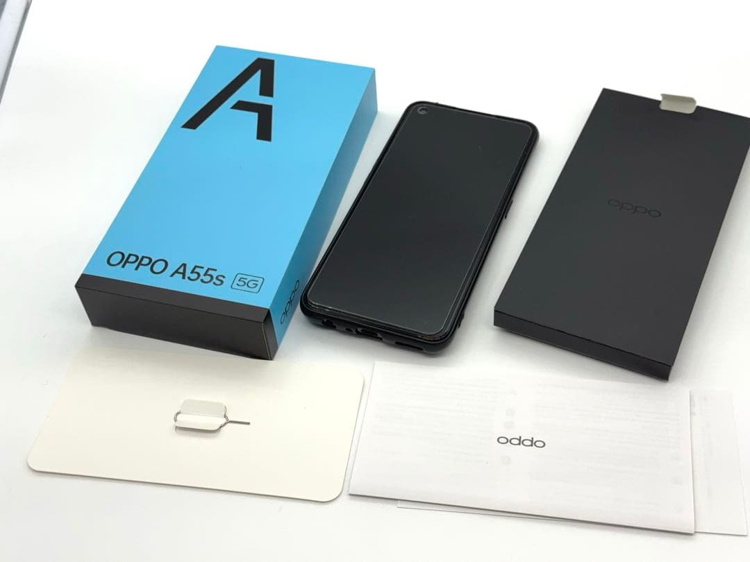 【美品】OPPO A55s 5G ブラック 64GB ケースとガラスフィルム付き