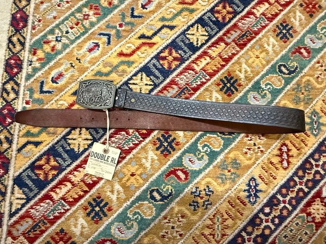 新品*RRL*バスケットウィーブエンボスド レザー ベルト *　W32