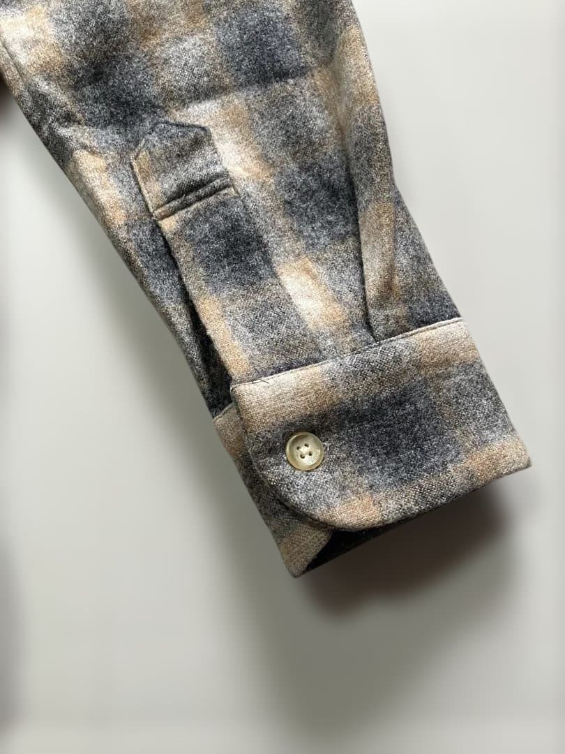 【美品】PENDLETON オンブレチェックウールシャツ　M　ボードシャツ　黒茶