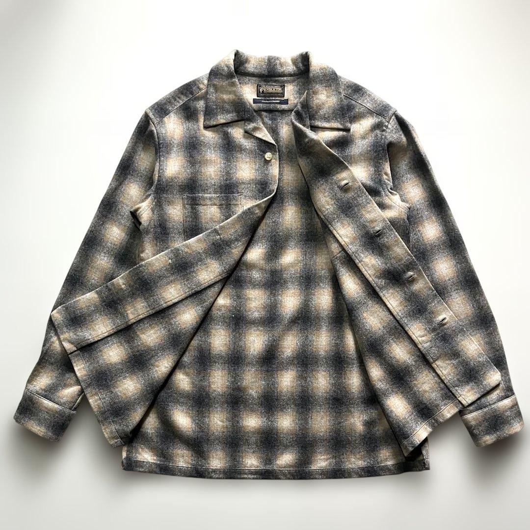 【美品】PENDLETON オンブレチェックウールシャツ　M　ボードシャツ　黒茶