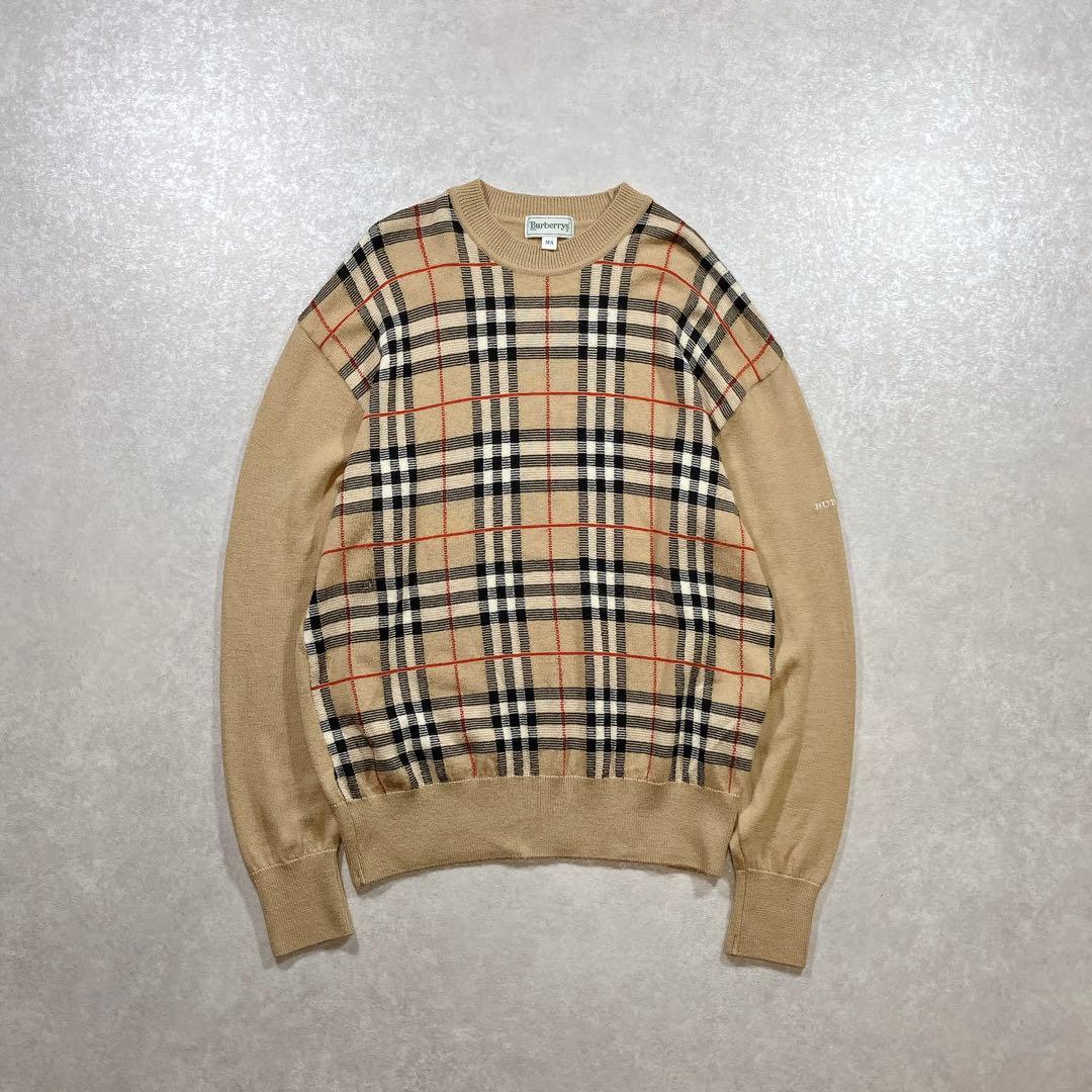 BURBERRY ノバチェック柄 ウールニット ベージュ バーバリー M