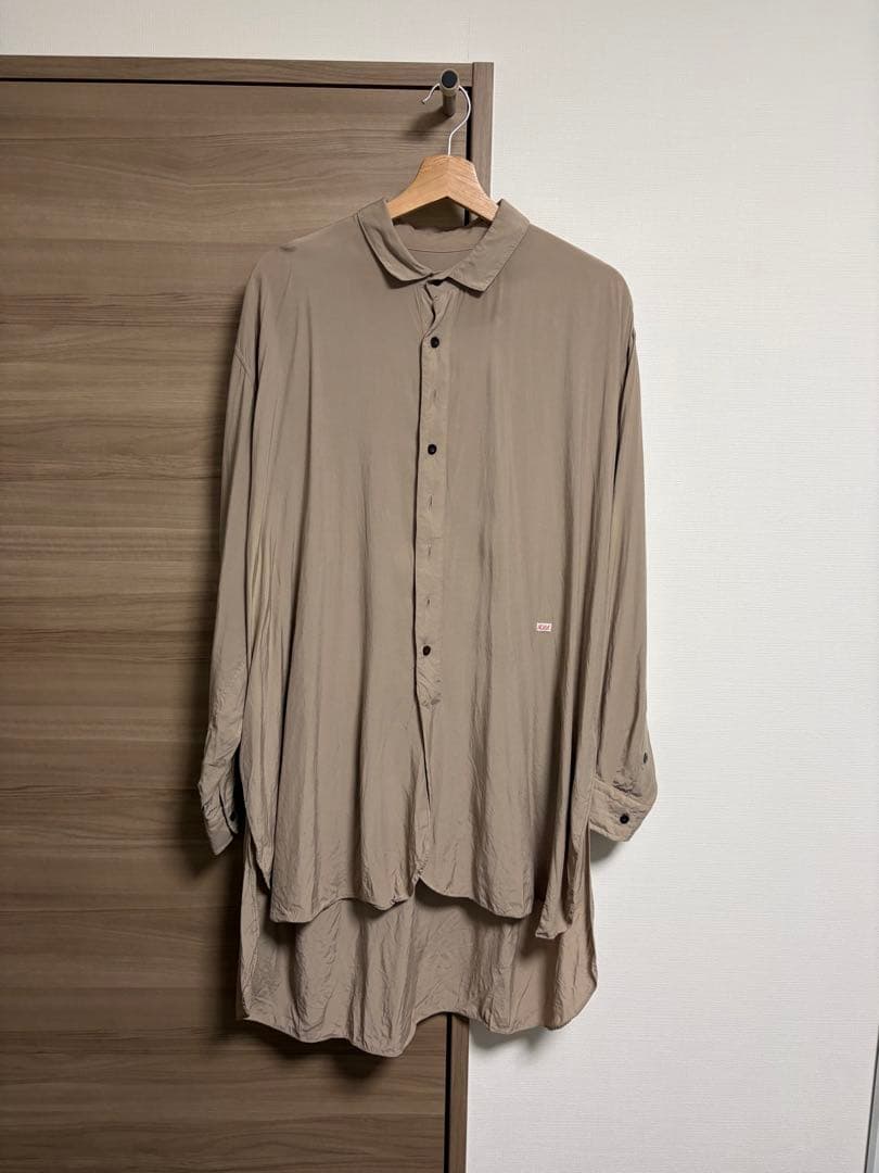 KLASICA レーヨンシャツ ロング丈 ベージュ　ゆったり