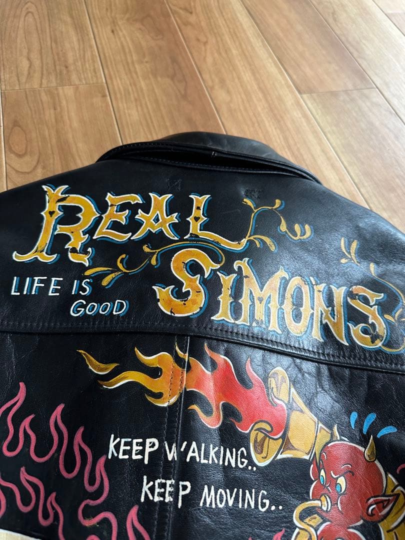 simons Shanghai 手描き茶芯ホースハイドライダースジャケット