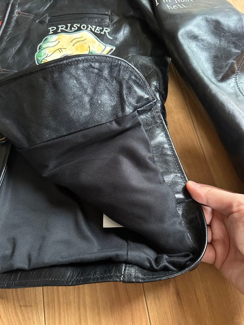 simons Shanghai 手描き茶芯ホースハイドライダースジャケット