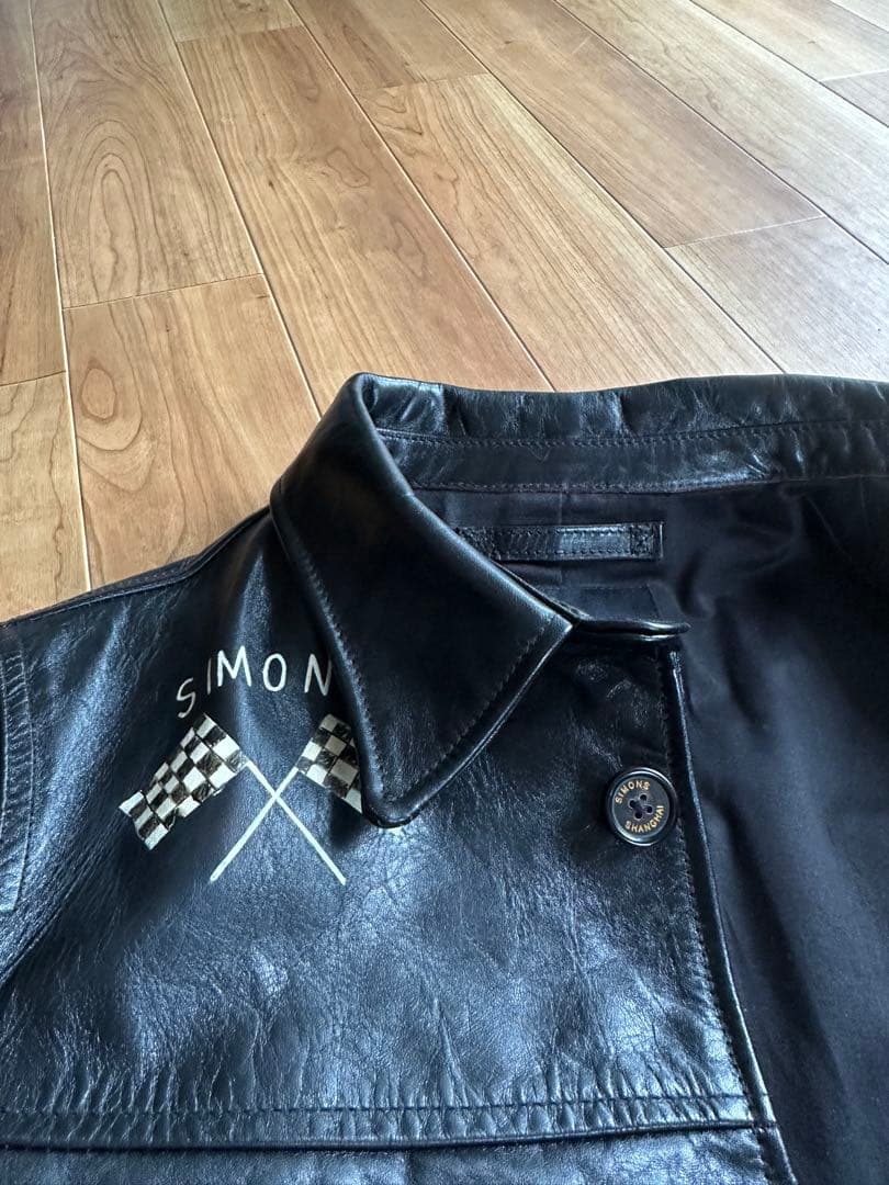 simons Shanghai 手描き茶芯ホースハイドライダースジャケット