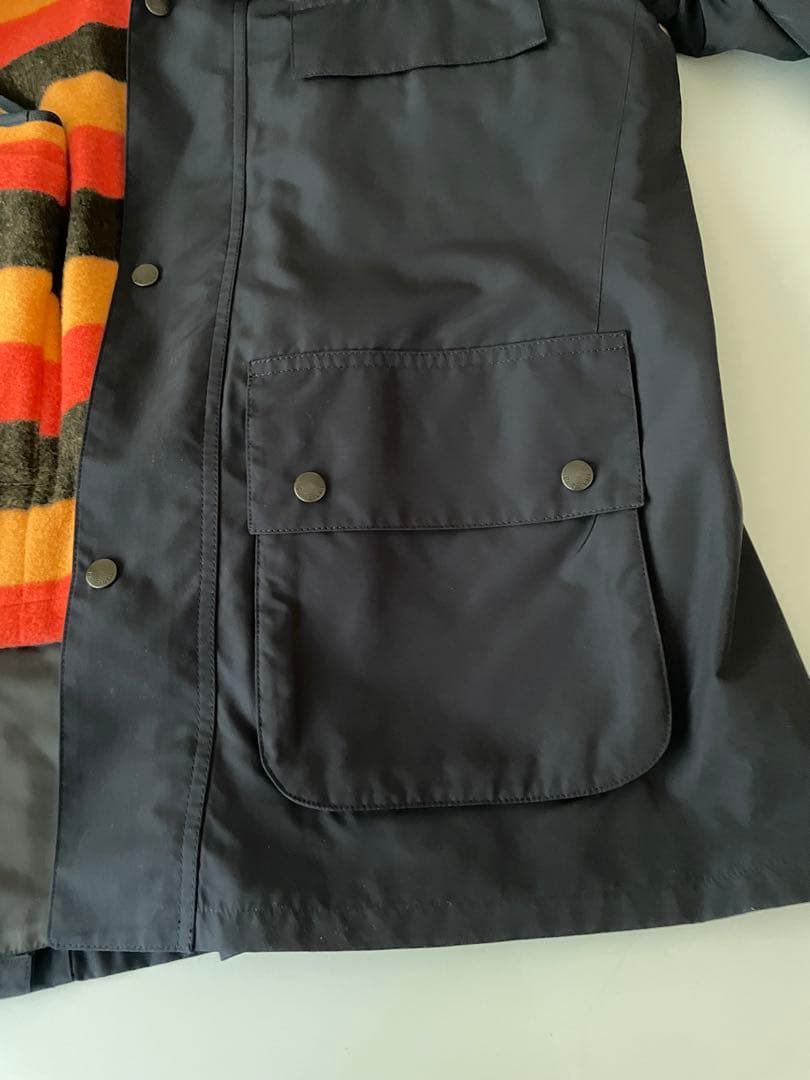 ポールスチュアート　ネイビー ナイロン ジャケット 羊革襟ウールインナー付き　L