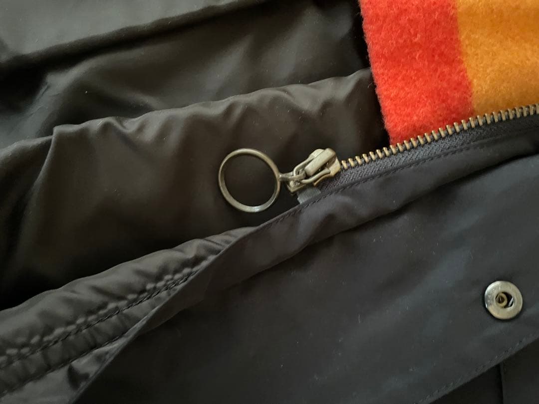 ポールスチュアート　ネイビー ナイロン ジャケット 羊革襟ウールインナー付き　L