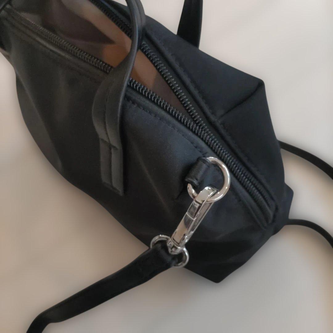 【a-jolie-アジョリー】パール装飾 ハンドバッグ 黒　ショルダーベルト付き