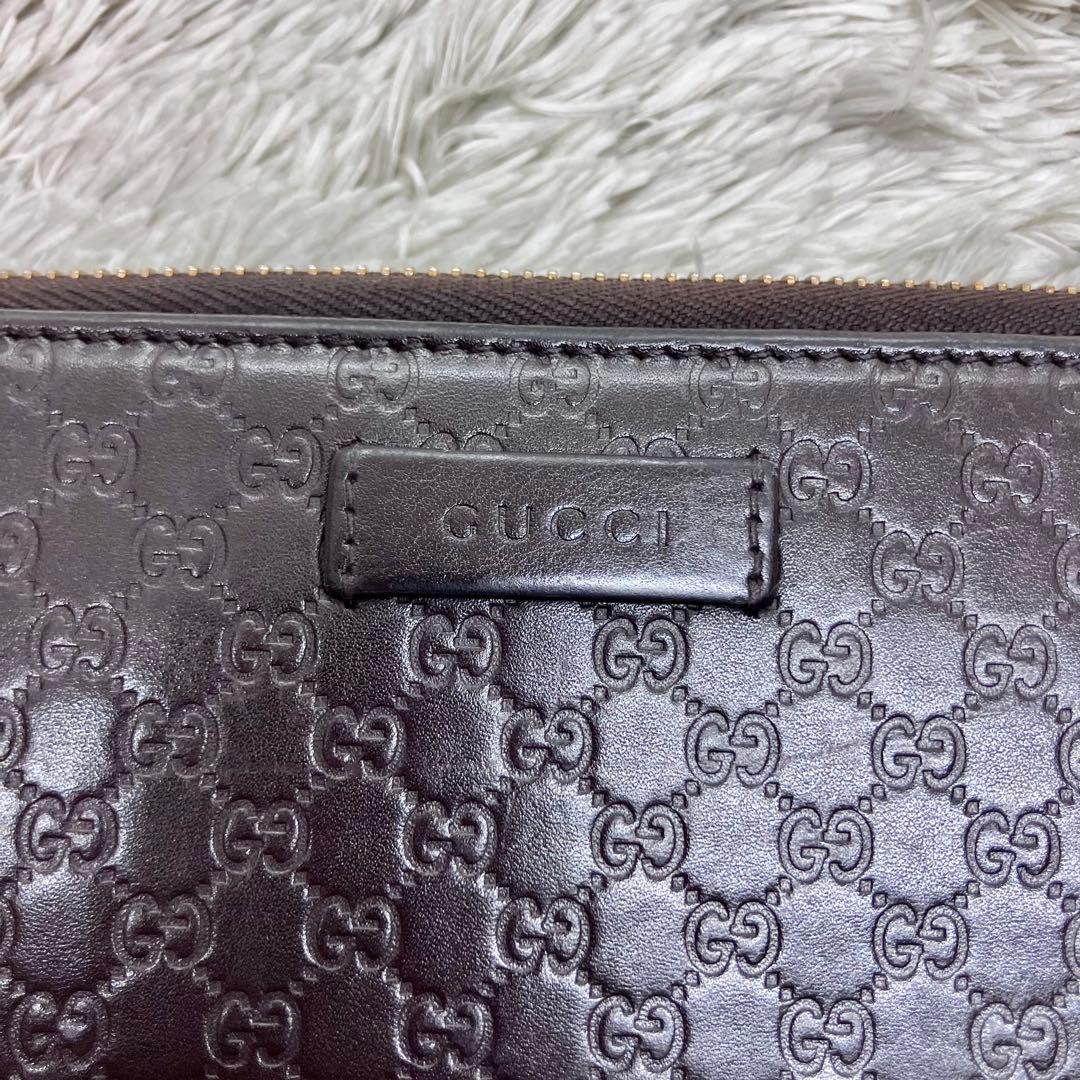 美品✨GUCCI マイクロシマ プレートロゴ GG ラウンドジップ