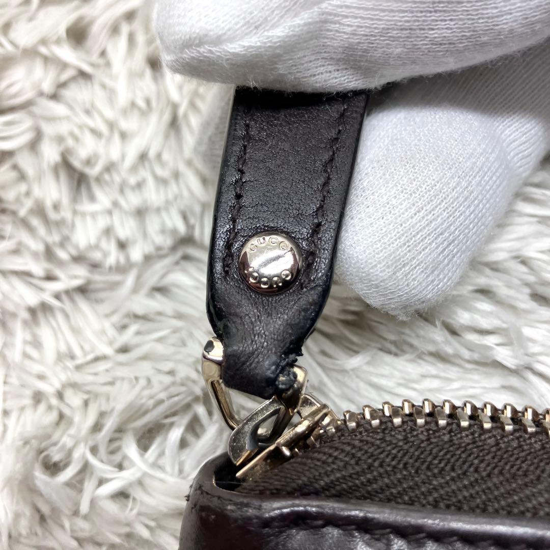 美品✨GUCCI マイクロシマ プレートロゴ GG ラウンドジップ