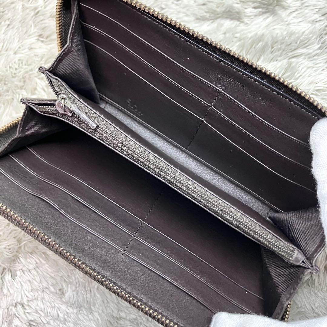 美品✨GUCCI マイクロシマ プレートロゴ GG ラウンドジップ